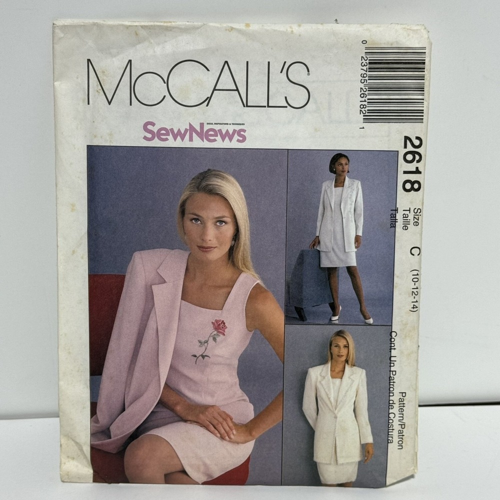 New Vintage McCall's 2618 Pattern SewNews Misses 10-12-14 Uncut Dress and Jacket